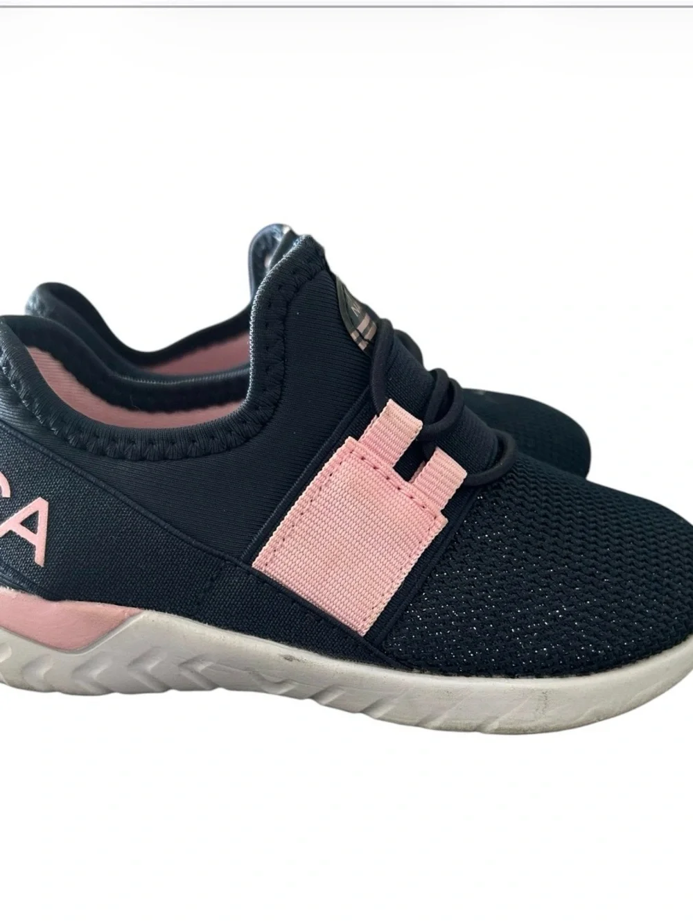Nautica Black and Pink Slip-On Kids Sneakers